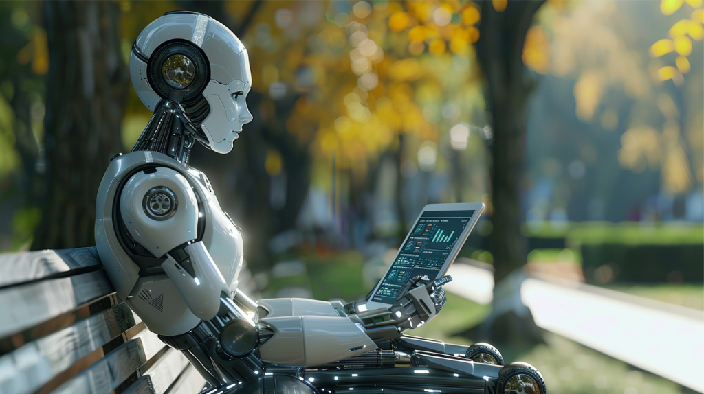 AI robot on bench